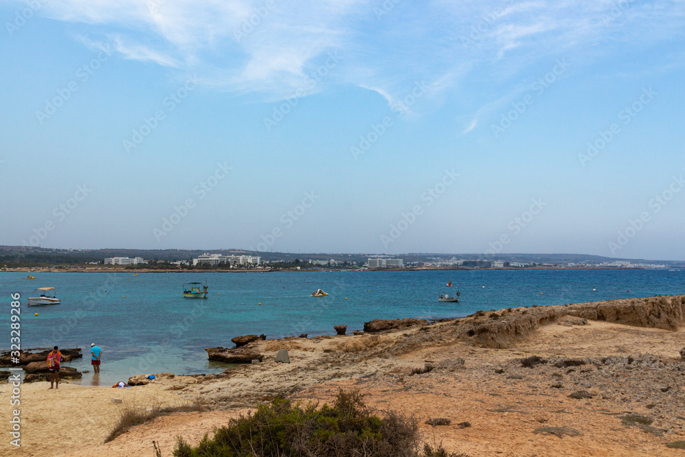 Ayia Napa, Cyprus - September 08, 2019: Seascape near Makronissos Beach