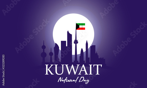 Kuwait National Day on 25   26 February. Kuwait towers and text. Design template for banner  poster  flyer or invitation card. 
