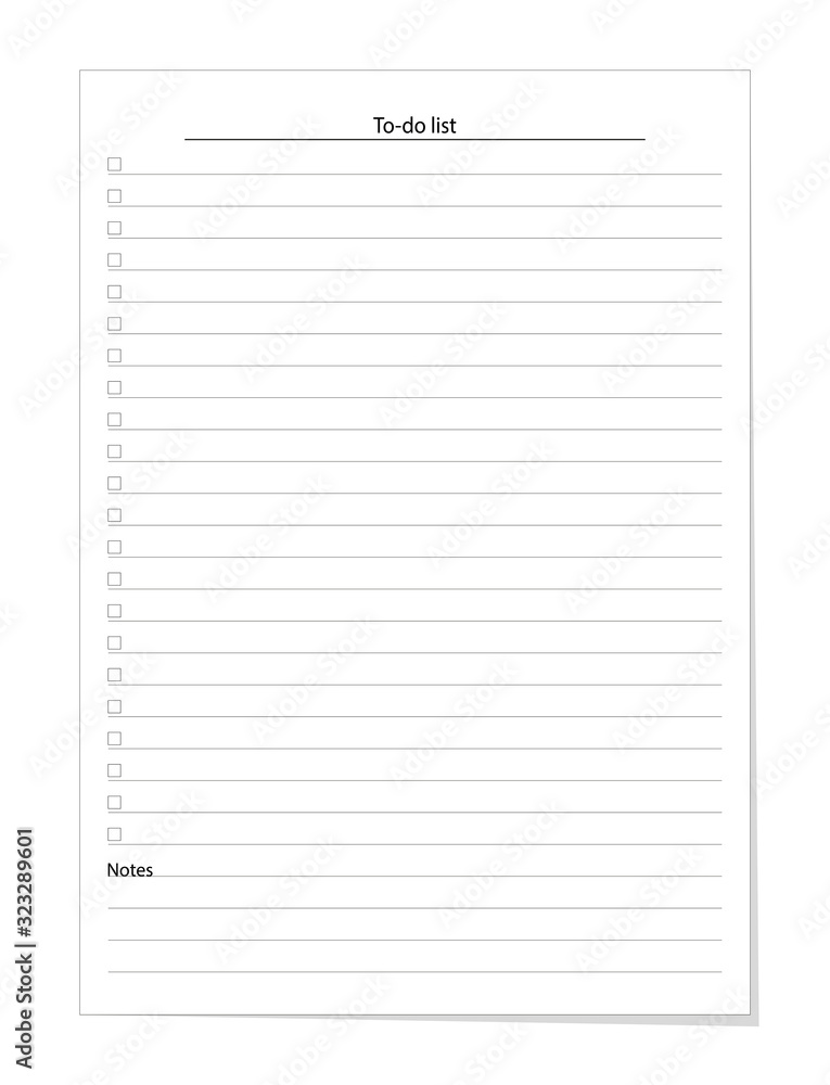 Vector to-do list template for daily or weekly planner Vector to-do list template for daily or weekly planner
