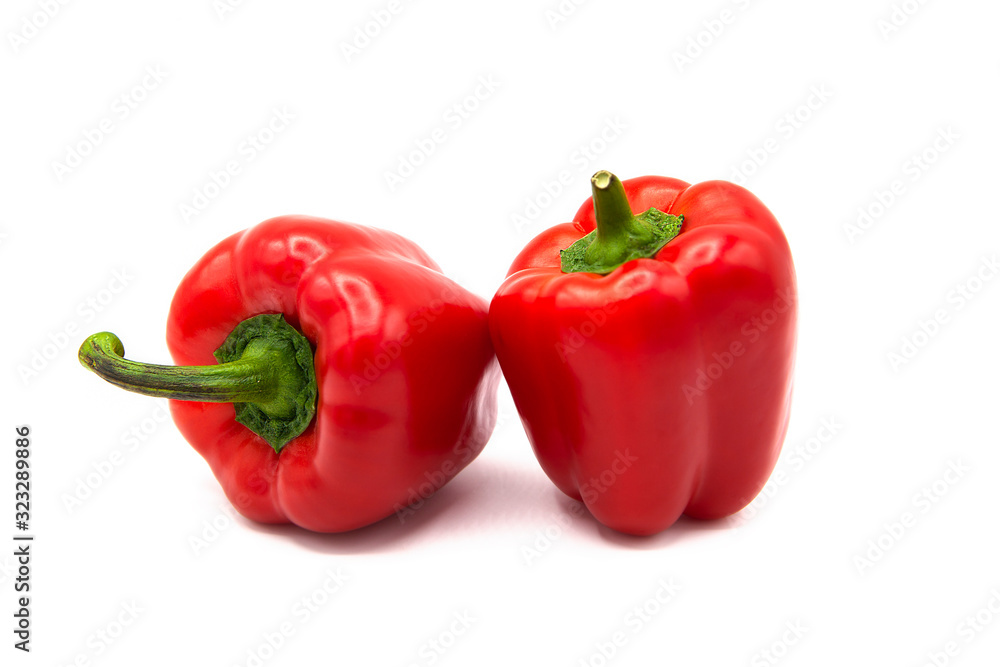ripe fresh organic peppers isolated on a white background ripe fresh organic peppers isolated on a white background