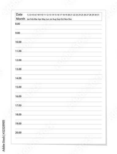 Vector daily planner choose date and month