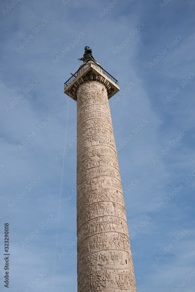 Rome, Italy - February 03, 2020 : View of Trajan column