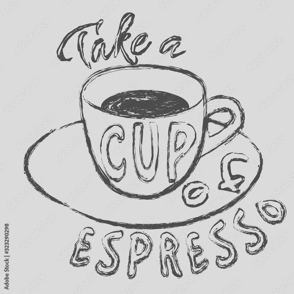 Vector cup of espresso chalk hand drawn design Vector cup of espresso chalk hand drawn design