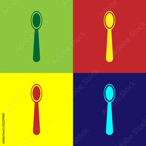 Color Disposable plastic spoon icon isolated on color background. Vector Illustration