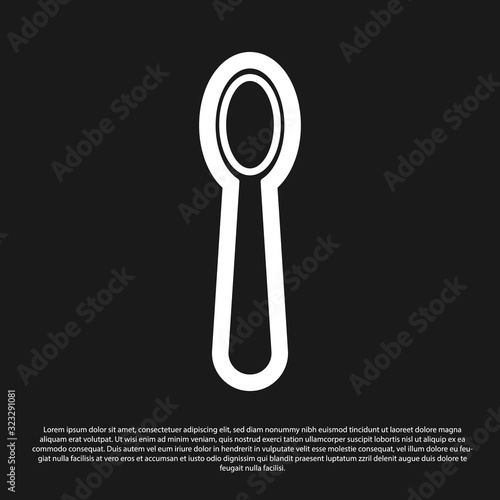 Black Disposable plastic spoon icon isolated on black background. Vector Illustration