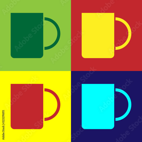 Color Coffee cup icon isolated on color background. Tea cup. Hot drink coffee. Vector Illustration