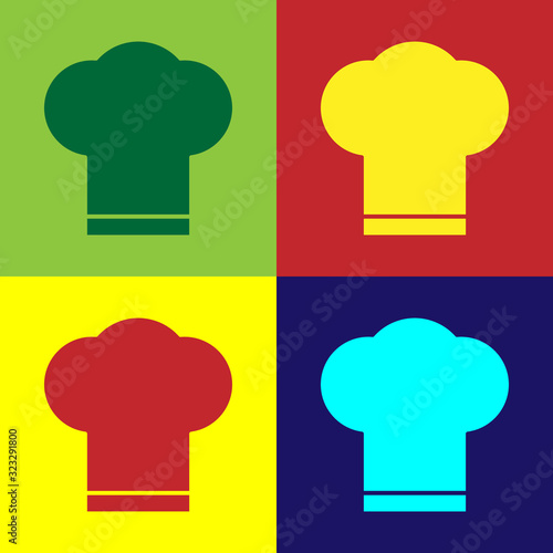 Color Chef hat icon isolated on color background. Cooking symbol. Cooks hat. Vector Illustration