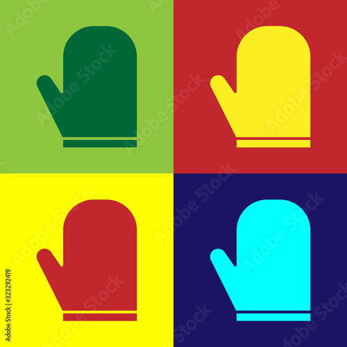 Color Oven glove icon isolated on color background. Kitchen potholder sign. Cooking glove. Vector Illustration
