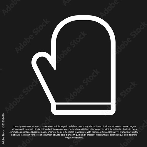Black Oven glove icon isolated on black background. Kitchen potholder sign. Cooking glove. Vector Illustration