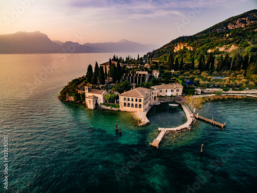 Aerial view of the city of Garda, Lake Garda, Verona, Italy. photo