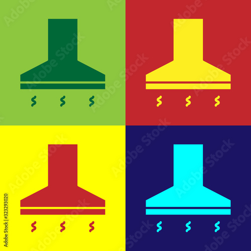Color Kitchen extractor fan icon isolated on color background. Cooker hood. Kitchen exhaust. Household appliance. Vector Illustration