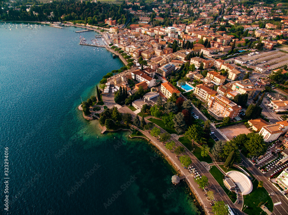Aerial view of the city of Garda, Lake Garda, Verona, Italy.