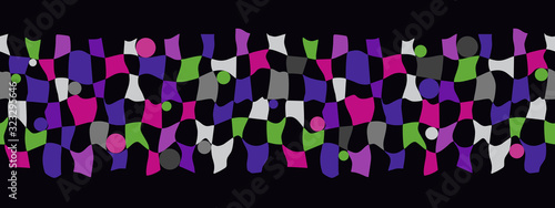 Abstract seamless pattern of colored elements. Drawing the order of the chess grid. Colored squares with distortions. Abstract geometric colorful background.