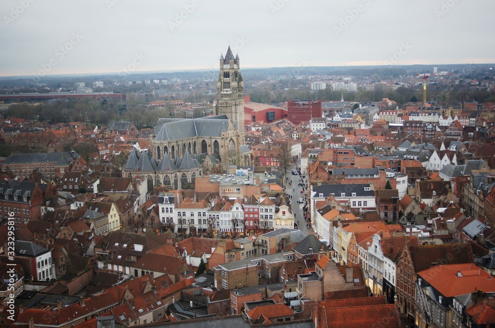 a city view from the top in Bruges,Brügge,Brugges
