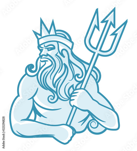 Neptune God vector illustration