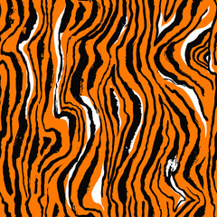 Acrylglasbilder Tierfellmuster Tigerfell Muster Orange Schwarz Gezeichnet  © Anna Babii