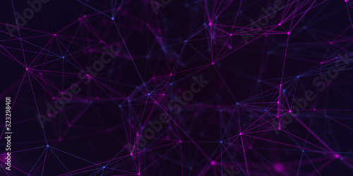 Abstract Plexus Geometrical Background with lines and dots photo