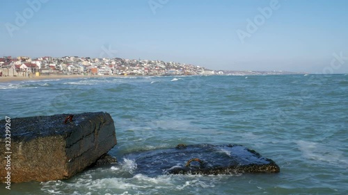 Waves on the sea coast. Chernomorsk. Ukraine photo