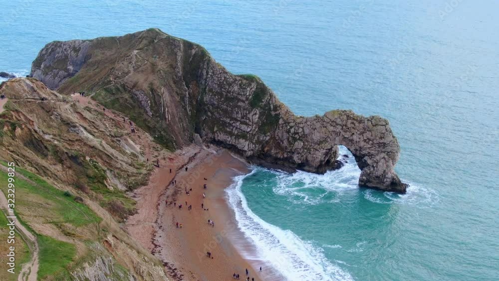 Durdle Door at the Jurassic coast in England - aerial view -aerial photography Durdle Door at the Jurassic coast in England - aerial view -aerial photography