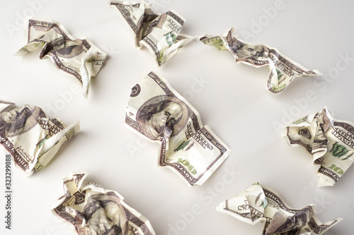 Crumpled money. Crumpled US...