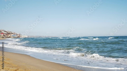 Waves on the sea coast. Chernomorsk. Ukraine photo