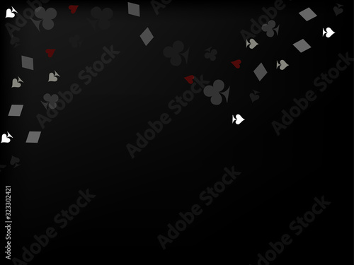 Black pattern with symbol of cards.Symbols poker cards.Design for business and casino advertising.