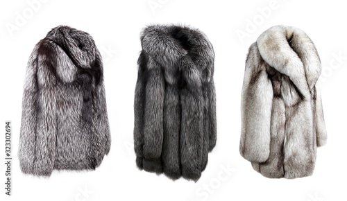 Women's fur coat isolated on white background