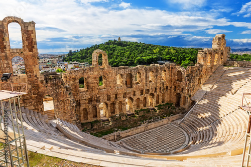 Antique open air theatre in Acropolis, Greece.