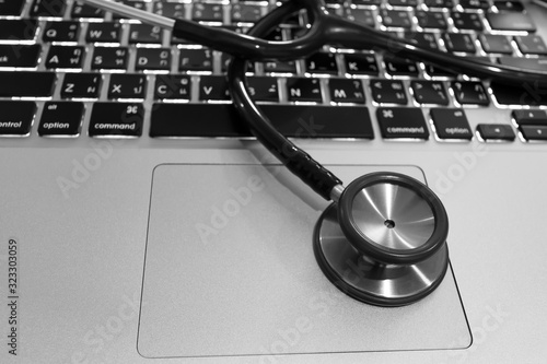 stethoscope on keyboard