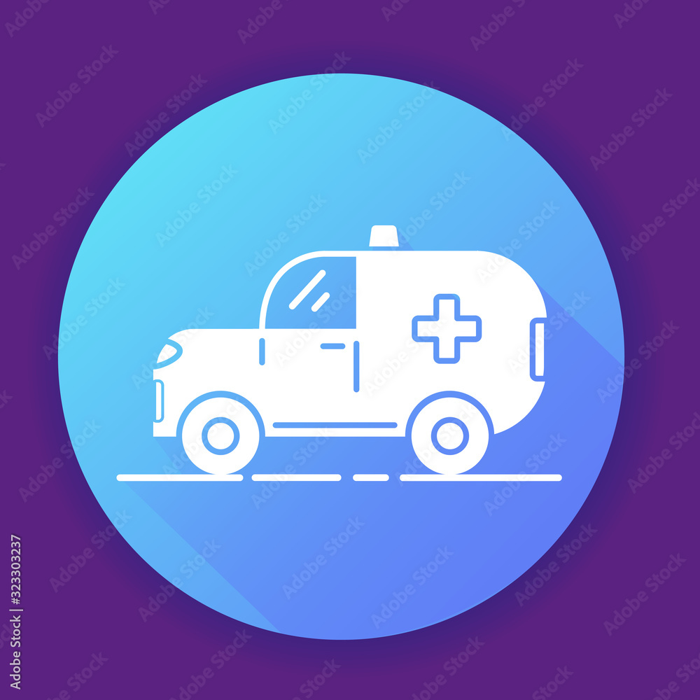 Ambulance car icon. Flat vector illustration. Ambulance car icon. Flat vector illustration.