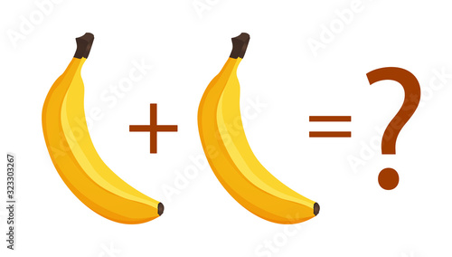 Counting game for preschool children. Education a mathematical game.Kindergarten game counting banana fruit.Flat vector illustration.