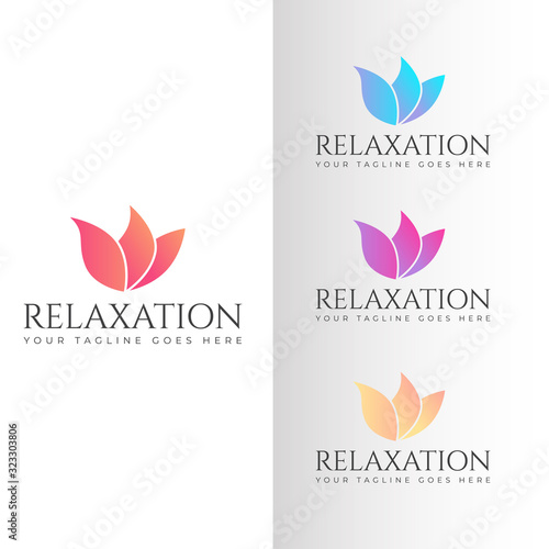 Elegant flower leaf logo template modern relaxing colorful vector