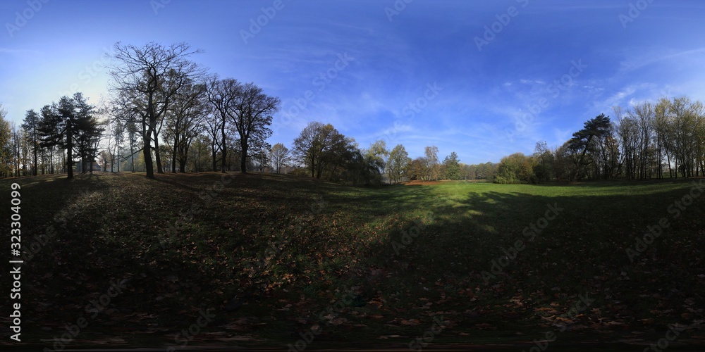 Sunny autumn Park HDRI Panorama