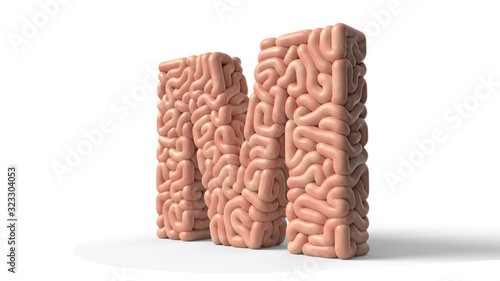 human brain in shape of letter M. 3D illustration