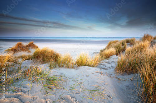 view on North sea beach in the morning photo