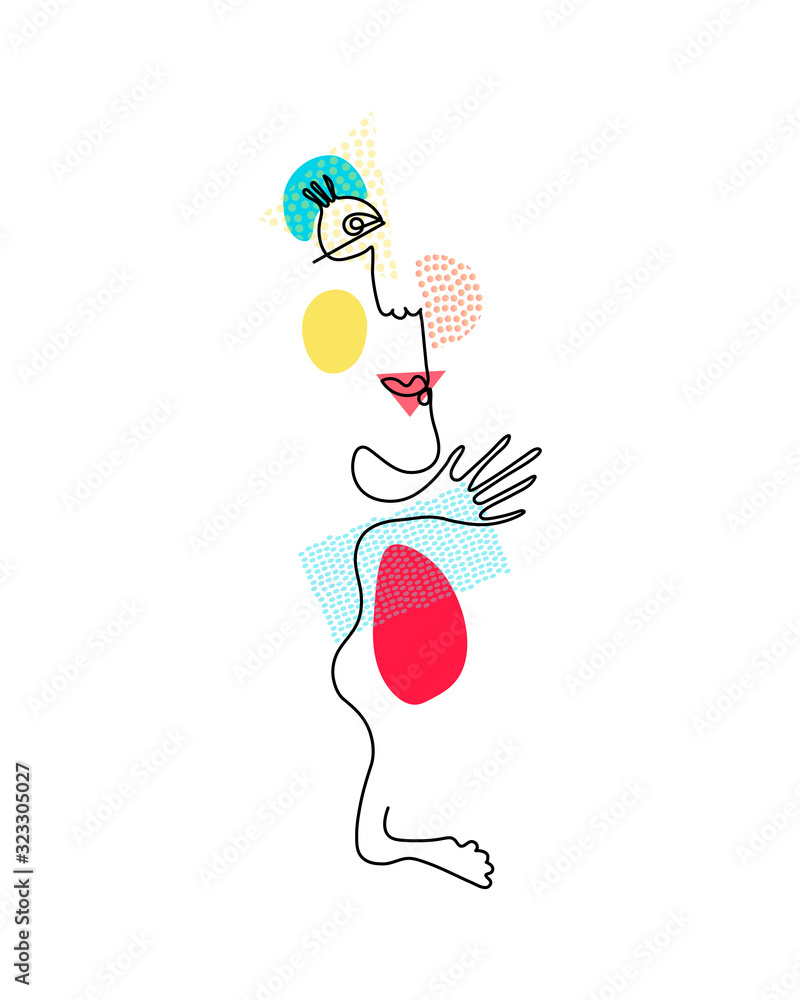 Abstract Face Of Man One Line Continuous Drawing Modern Continuous Abstract Face Of Man One Line Continuous Drawing Modern Continuous