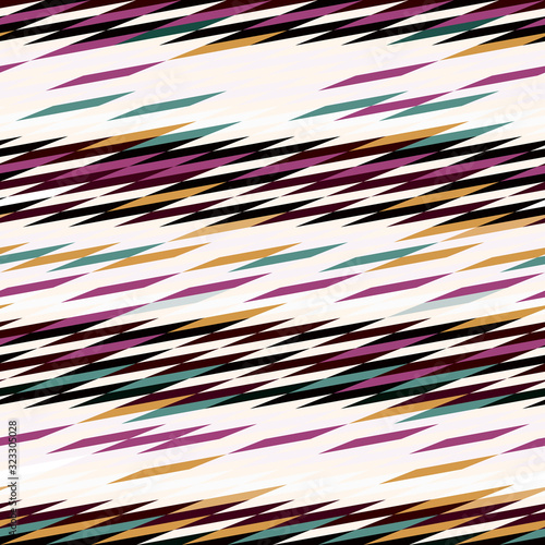 Distressed glitch abstract artistic texture background. Stripe irregular imperfect shape seamless pattern. Funky colorful distorted all over print. Wonky trendy modern fashion swatch.