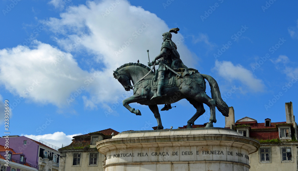 Bronze Statue of King Joao Praca da Figueira in Lisbon Portugal. Bronze Statue of King Joao Praca da Figueira in Lisbon Portugal.