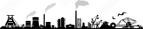 Coal Mining Landscape Skyline Silhouette Vector