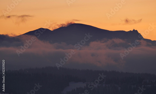 Giewont i Czerwone Wierchy - Tatry zachód słońca