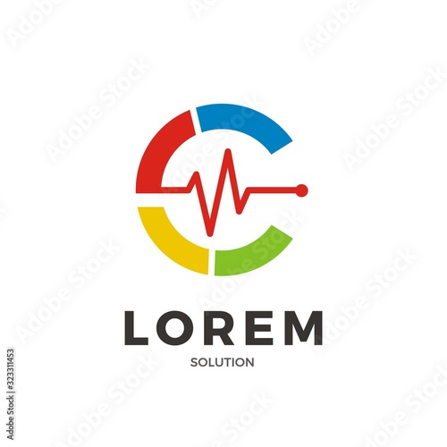 letter c with pulse logo design