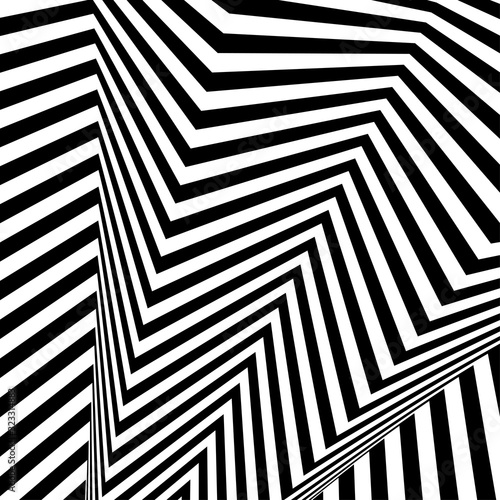 Abstract background. Optical illusion of distorted surface. Twisted stripes. Stylized 3d surface. Vector illustration. Great for wall art, poster, advertisement, banner design