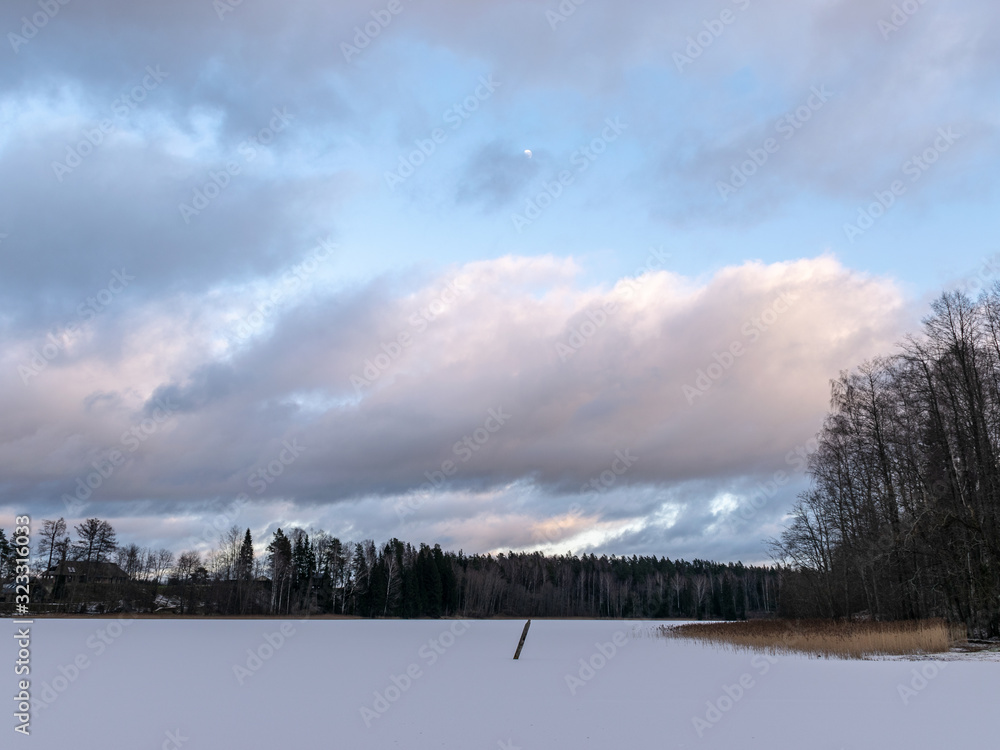 landscape with frozen lake