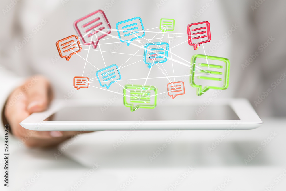 speech bubbles. People Chatting. 3d illustration of a communication concept, relating to feedback 3d speech bubbles. People Chatting. 3d illustration of a communication concept, relating to feedback 3d