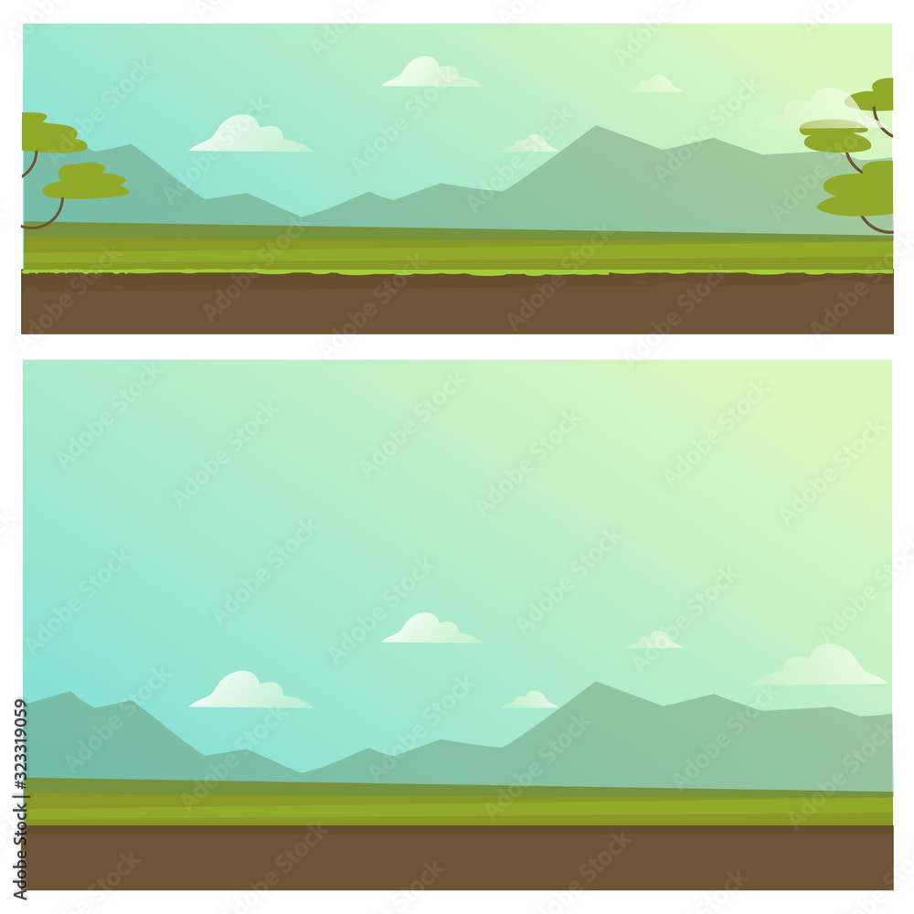 Obraz premium Cartoon nature vector illustration. Game background.