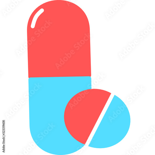 Medical pill. Medicine, pharmacy, hospital set of drugs. Medication, pharmaceutics concept. Vector illustration. Drugs flat icons: pills, capsules. healthcare medicine icon