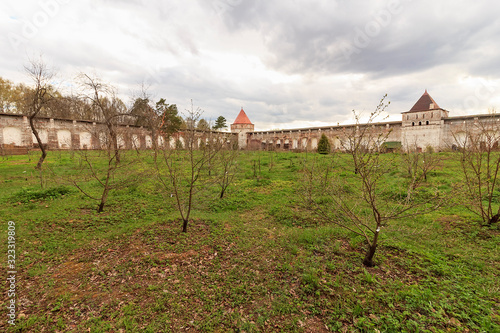 Wall and Entrance to of ancient russian Monastery of Sts Boris and Gleb near Rostov the Great Ancient walls of the Monastery of Saints Boris and Gleb. Borisoglebsky, Yaroslavl Oblast, Russia photo