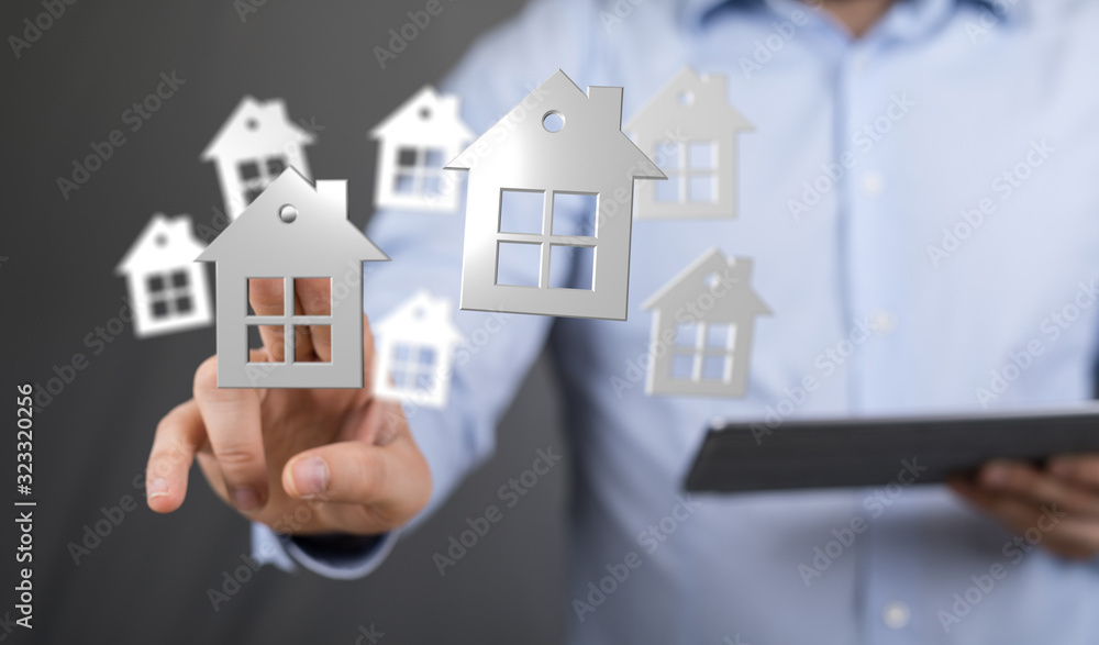 house in among houses for real estate concept. house in among houses for real estate concept.