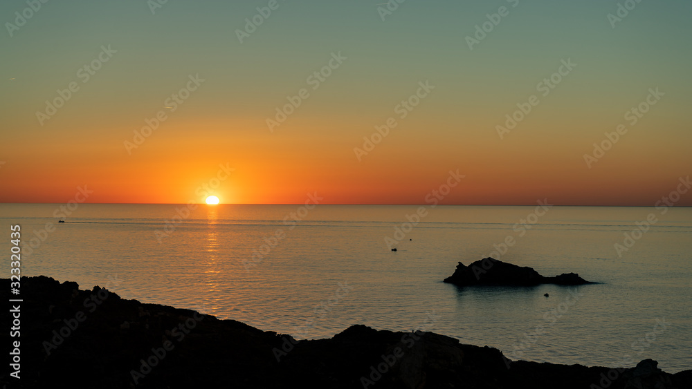 Sunrise from the Cap de Creus lighthouse in the Mediterranean Sea