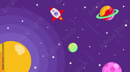 Flat outer space background illustration © Framehay